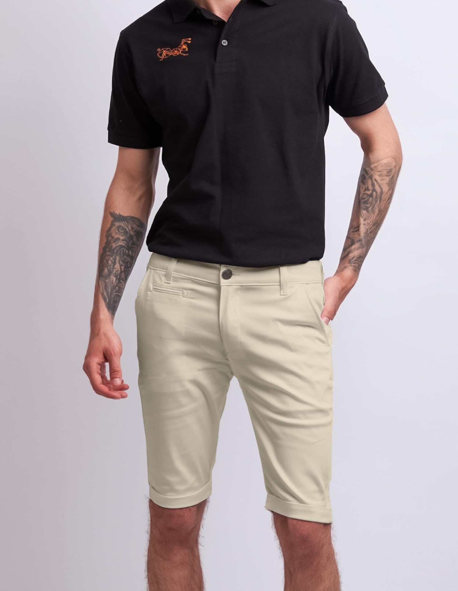 strongAnt Chino Shorts Herren Power Stretch Slim Fit. Bermuda Kurze Hose Sommer Baumwolle. Chinoshorts Weiss Schwarz Grau Dunkelblau