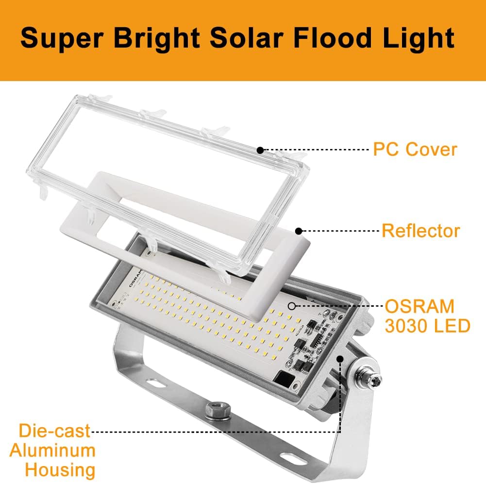 Uр Tо 40% оƒƒ 300W Solar Light Outdoor with OSRAM Chips ,30000Lumens Dusk to Dawn LED Solar Flood Light IP65 Waterproof Solar Street Light with Remote Control for Yard,Farm,Pool,Garage,Pathway