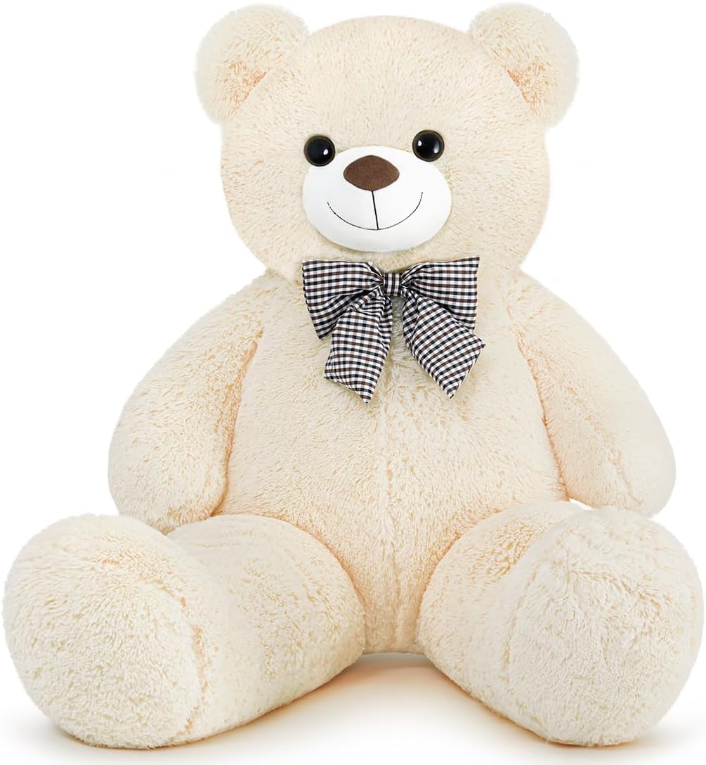 SNOWOLF Giant White Teddy Bear 47" Stuffed Animals Plush Toy, 4 Feet Cute Life Size Big Soft Bear for Boy Girl Birthday Valentine Mother's Day, 120 CM, 5 LBs