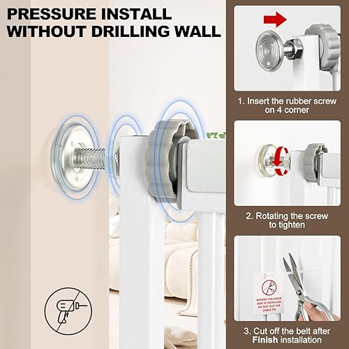 Miniatura 5 de Puerta para gatos extra alta de 51.18 pulgadas para cierre automático de puerta, puerta para mascotas de 30 a 40 pulgadas de ancho ajustable con