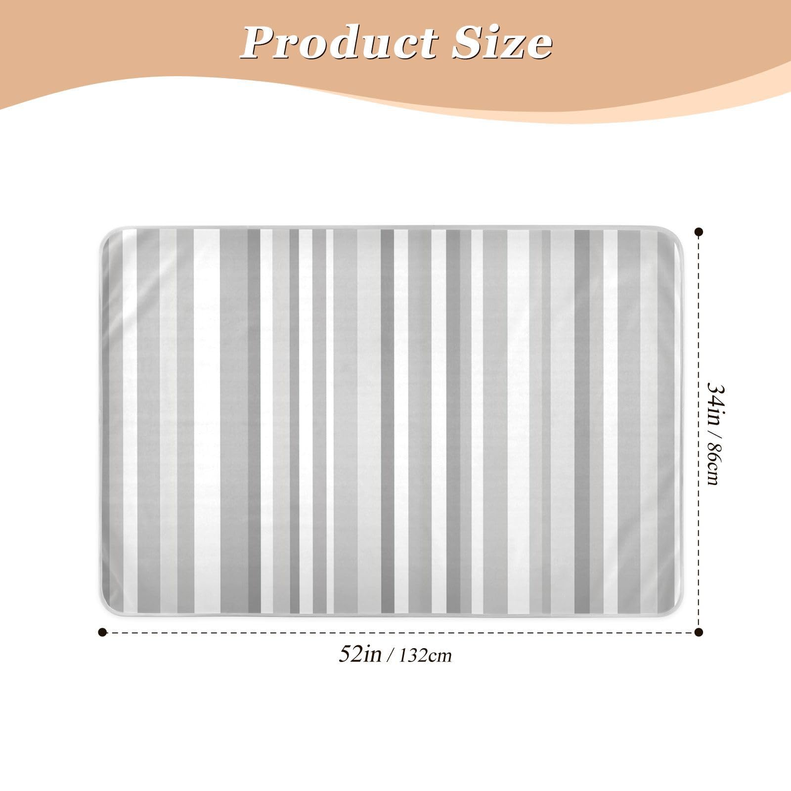 Minimalist Stripe Grey Mattress Protector Pads Washable, Bed Wetting Mattress Pad, Pee Pads for Adults