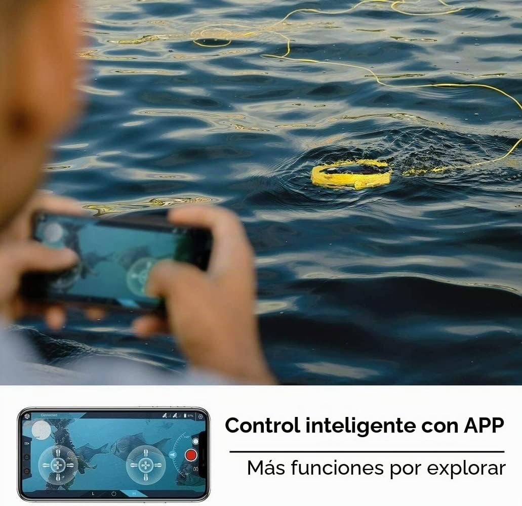 CHASING Dory Drone submarino Full HD 1080p con cámara de visualización en tiempo real, control remoto APP y portátil, con estuche de transporte, boya WiFi y cable de 15 m, ROV