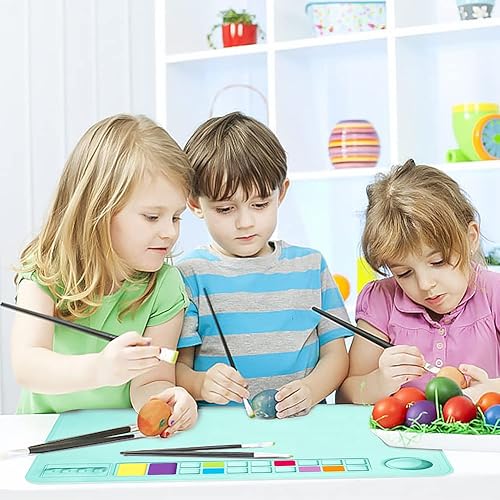 Vista 26 de OSDUE Tapete de pintura de silicona, 20 x 16 pulgadas, tapete de arte con tazas de silicona para manualidades, tapetes gruesos y grandes para Rosa