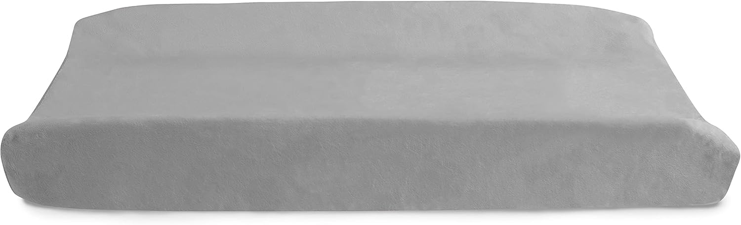 Gray Contoured Baby Changing Pad with Plush Cover