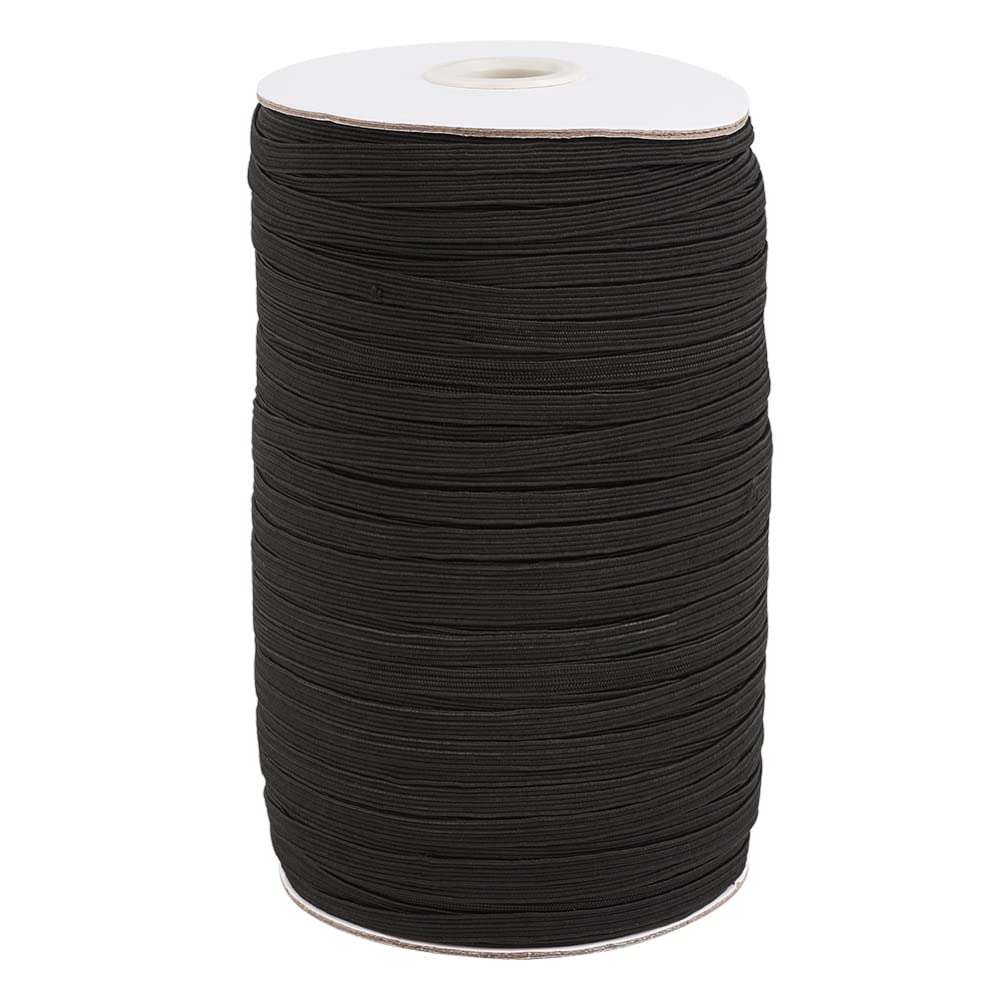 Bestewelry 5mm Black Elastic Cord Wig Elastic Band Braided Elastic Ribbon with Spool for Headbands Clothes Sewing Craft Making