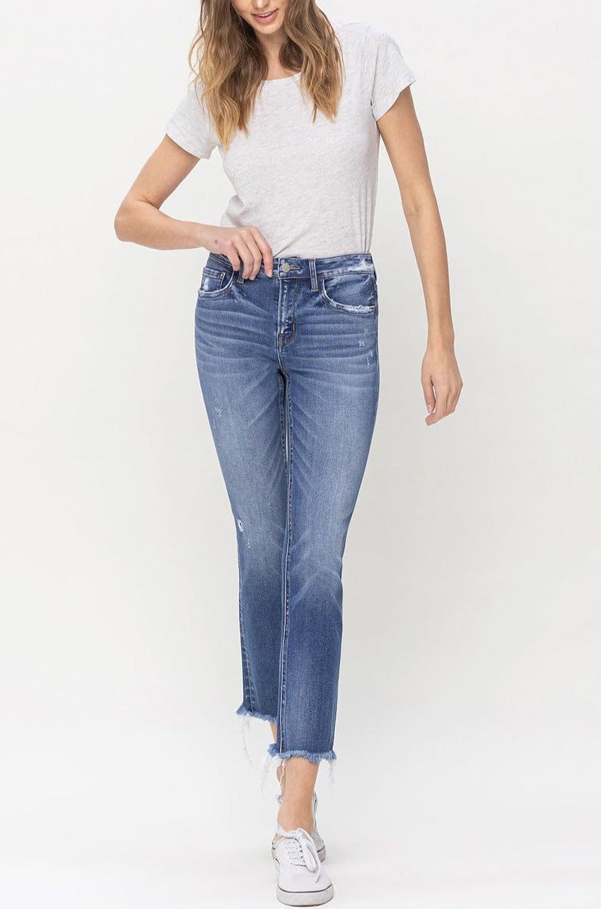 Flying Monkey - Mid Rise Crop Slim Straight Jeans - (27.25" Inseam) - F5210 - Includes Official Tag