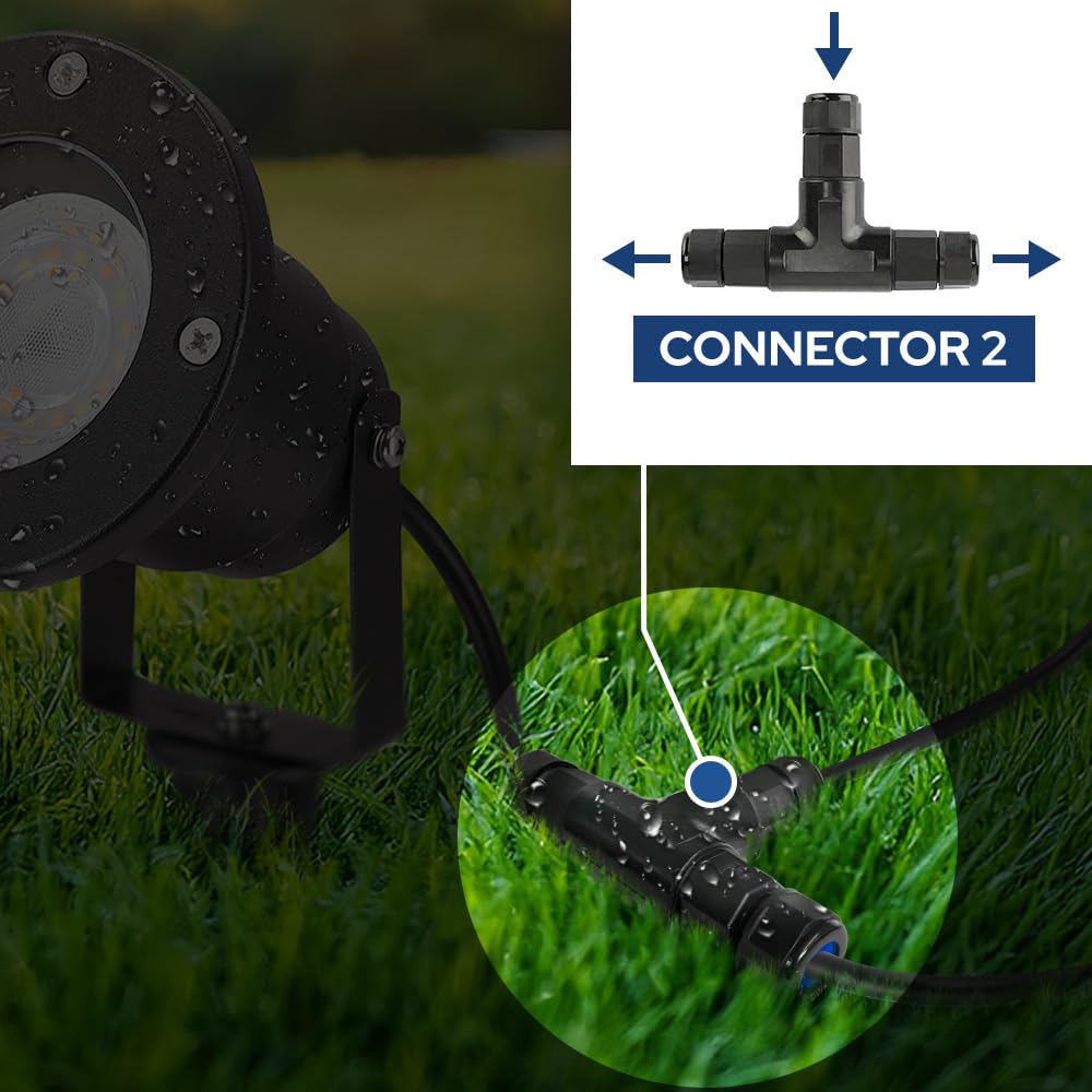 Conector en T Impermeable IP68 2 Polos 0,5-2,5 mm² 16A 250V - Manguito de Conexión de Cable Ø6,5-11 mm, 10 unidades - Empalme Eléctrico Estanco para Iluminación LED, Jardín, Garaje - Horoz Electric