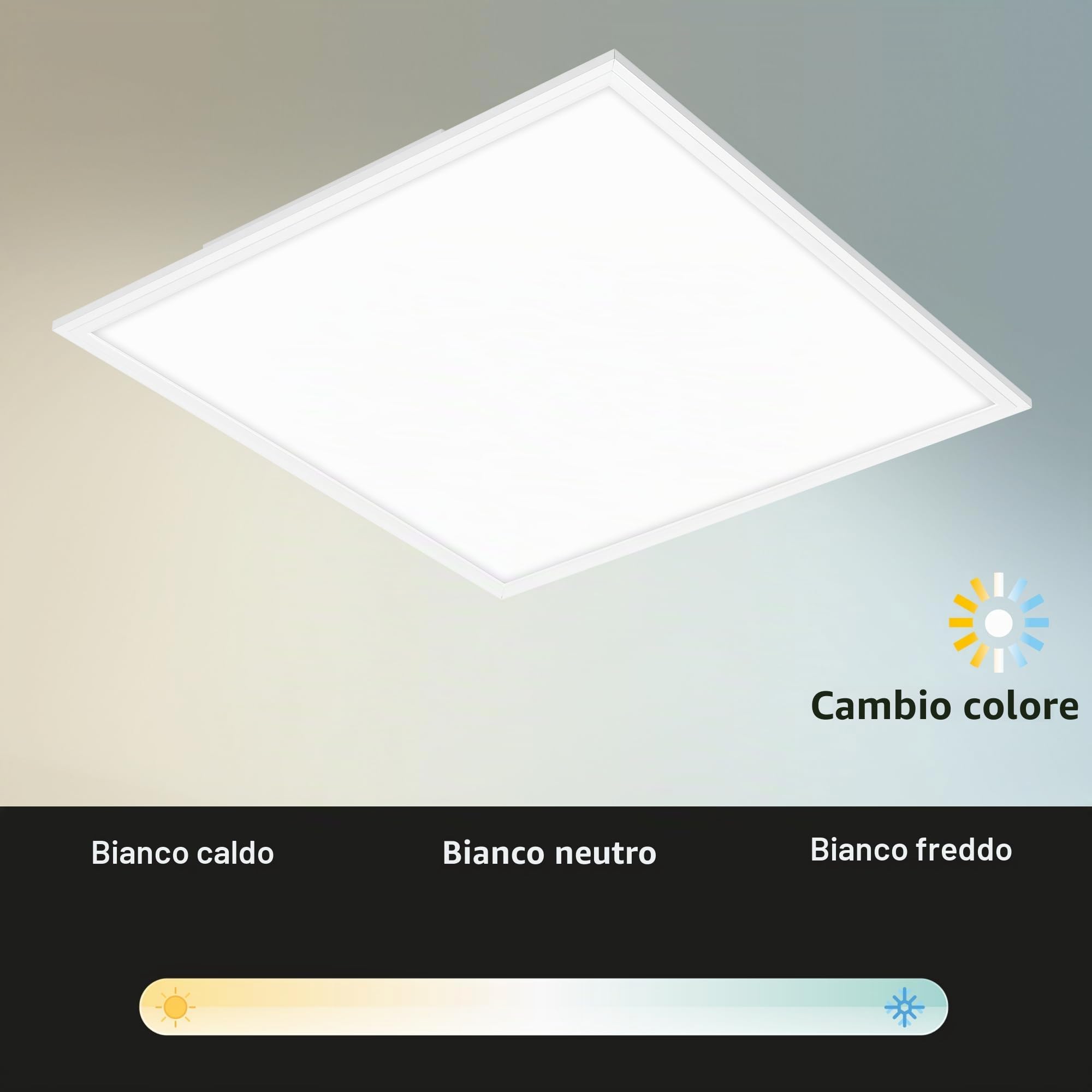 Briloner Leuchten Pannello LED, plafoniera con funzione dimmer, lampada a soffitto con telecomando e regolazione della temperatura del colore, 2.400 lumen, colore bianco, 45x45 cm