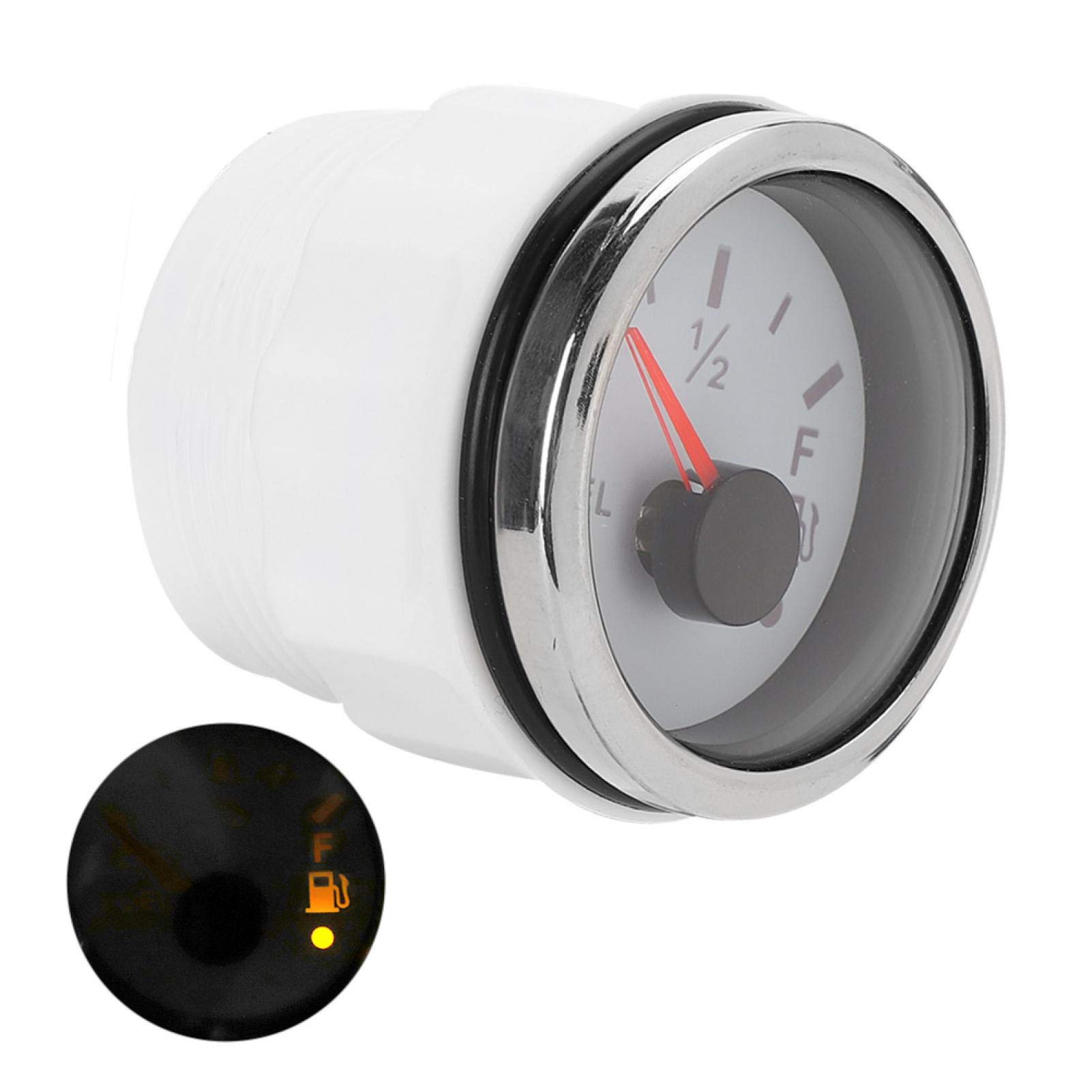 Indicatore del livello del carburante, indicatore del livello del carburante 2 pollici Display digitale a LED Allarme luce rossa intelligente per auto per barche marine(Standard europeo bianco)