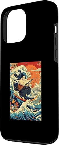 Miniatura 59 de Funny Surfing Sumo Wrestler on Kanagawa Great Wave Case for iPhone 14