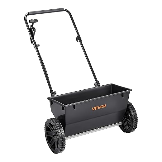 VEVOR Broadcast Spreader, 50LBS Capacity, Drop Spreader with Hopper Grate, 18 in Spreading Width & 30 Settings, 10 in All Terrain Tires, Garden & Lawn Spreaders for Seed, Fertilizer