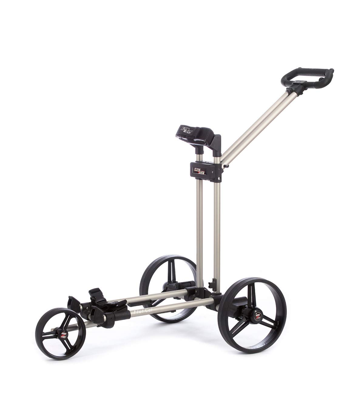 FLAT CAT Chariot de Golf 3 Roues Push ¤ Pliable sans Effort ¤ Léger pour Une Manipulation Facile et agréable ¤ Adaptable pour Homme, pour Femme ou pour Enfant à partir de 140 cm ¤ Couleur Champagne