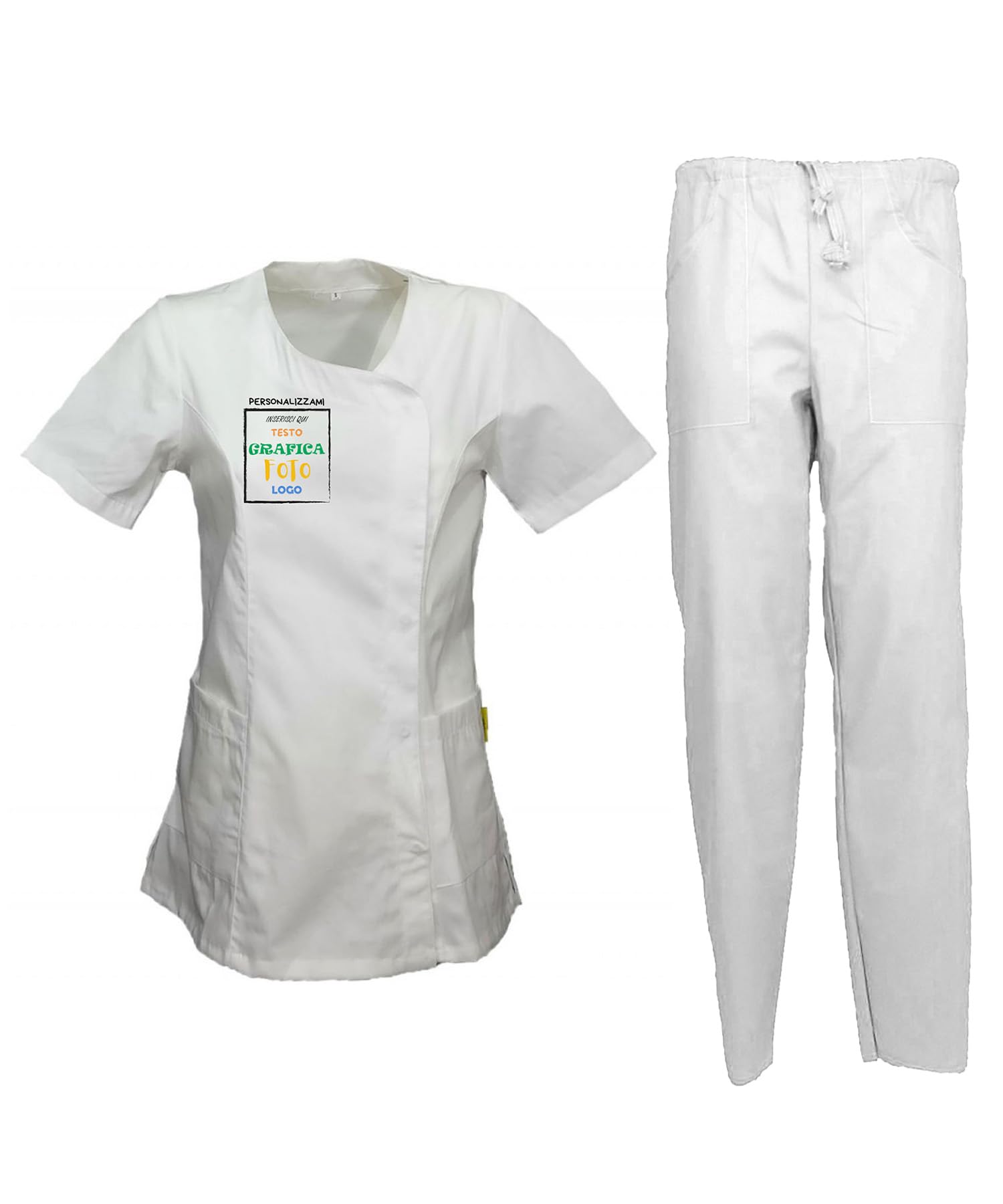 fratelliditalia.org Divisa da donna completo per estetista taglie da XS a XXXL made in italy Stampa inclusa su Tessuto PERSONALIZZA con Il Tuo Logo