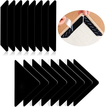 Ivie Grippers for Rugs Sets of 16pcs Carpet Tape Double Sided Non-Slip Rug Pads Grippers Keep Area Rug Flaton Hardwood Floors, Grips Carpet Corners