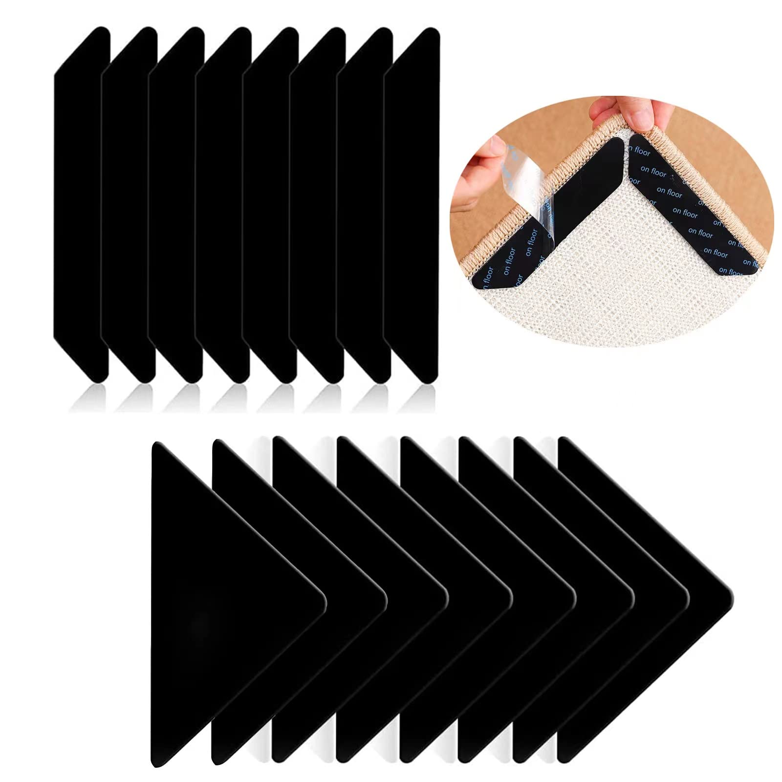 Ivie Lot de 16 bandes adhésives double face antidérapantes pour tapis pour tapis en bois dur