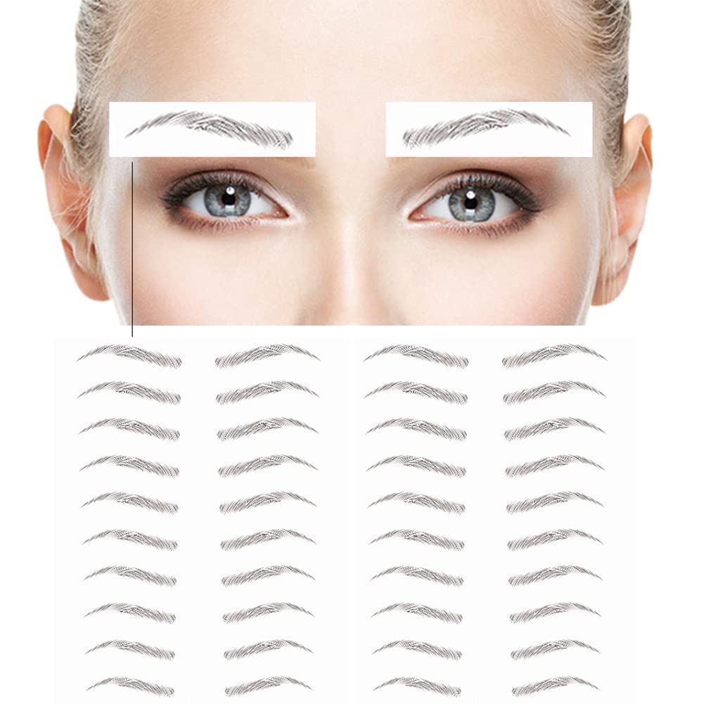 36 Pairs Peel Off 6D Eyebrow Tattoo Sticker Long Lasting Natural Waterproof Eyebrow Transfers Stickers False Eyebrows Waterproof Temporary Tattoo Eyebrow for Woman Man Makeup Tool