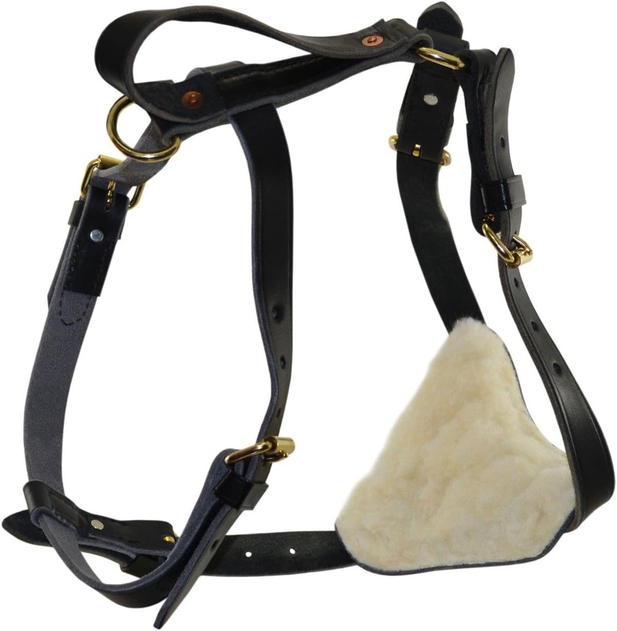 Ray Allen Mfg Signature K9 Leather Tracking Harness with Handle, Large, Black