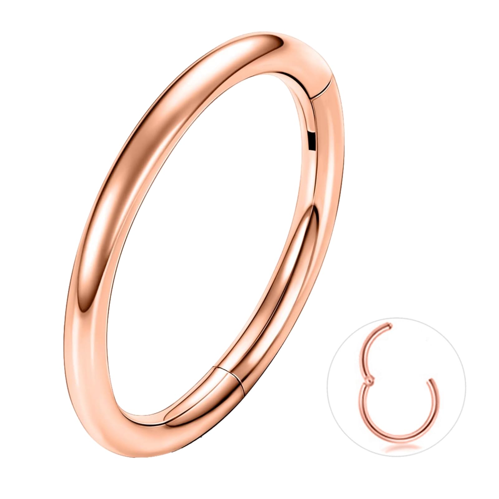 G23 Titanio Hipoalergénico Anillo de la Nariz Oro Plata Negro Septum Helix Cartílago Concha Anillos de Segmento Anillos de Labio 14G 16G Espesor 6MM/8MM/10MM/12MM Aro de Nariz 1 Pieza — view 11