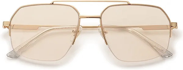 SOJOS Trendy Aviator Sunglasses Mens Womens Retro Double Bridge Metal Frame Semi-Rimless Shades SJ1191