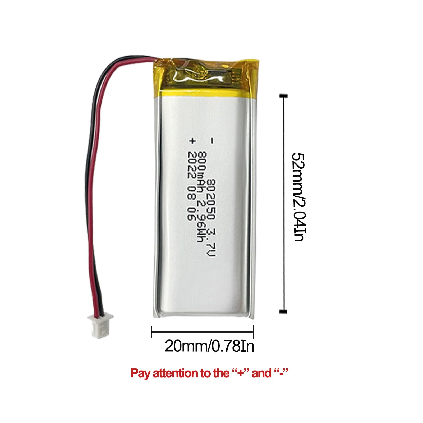 Amazon.co.jp: リチウムポリマーバッテリー 3.7V 800mAh 802050 Lipo