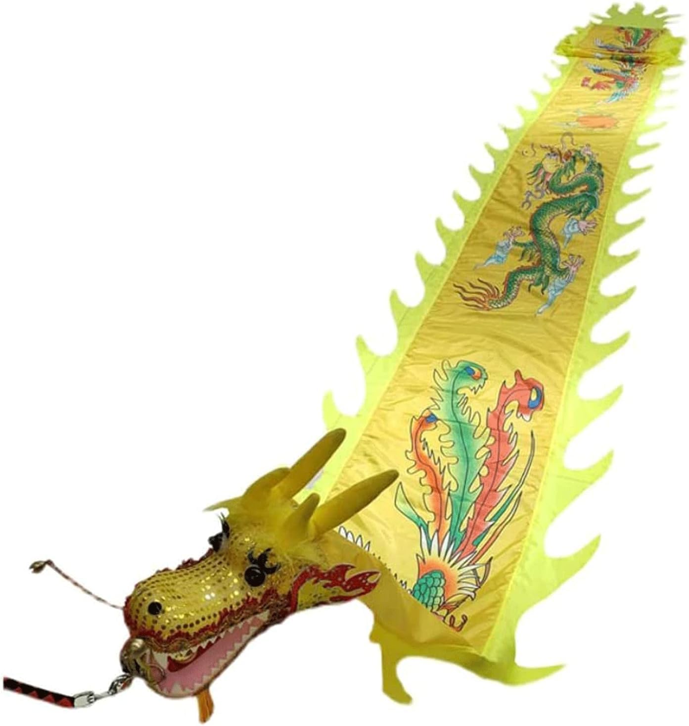 Drago Cinese per Feste Streamer in Seta 3D Danza del Drago Festa di Halloween Leone Festival Tradizionale Nastro per Sport all'Aria Aperta Primaverili Feste Cinesi in Italia(Yellow,10m)