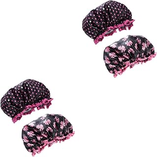 FOMIYES 4 Peças Toucas De Banho Para Touca De Banho Para Chapéu De Chuveiro Para Toucas De Banho Para Mulheres Toucas De Banho Reutilizáveis Gorro De Cabelo De Cetim Chapéu De Chuveiro