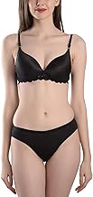 Drosselz Women's Cotton Beachwear Padded Non-Wired Underwired Push up Elegant Look Bra Panty Set (Pack of 1 Set)