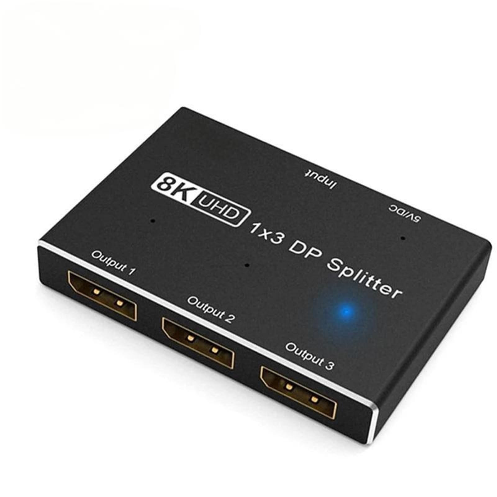 Répartiteur DisplayPort 1x3 8K@60Hz 4K/120Hz DP1.4 Triple Moniteur Extension/Miroir Multi Display Hub Amplificateur Fonction Efficace