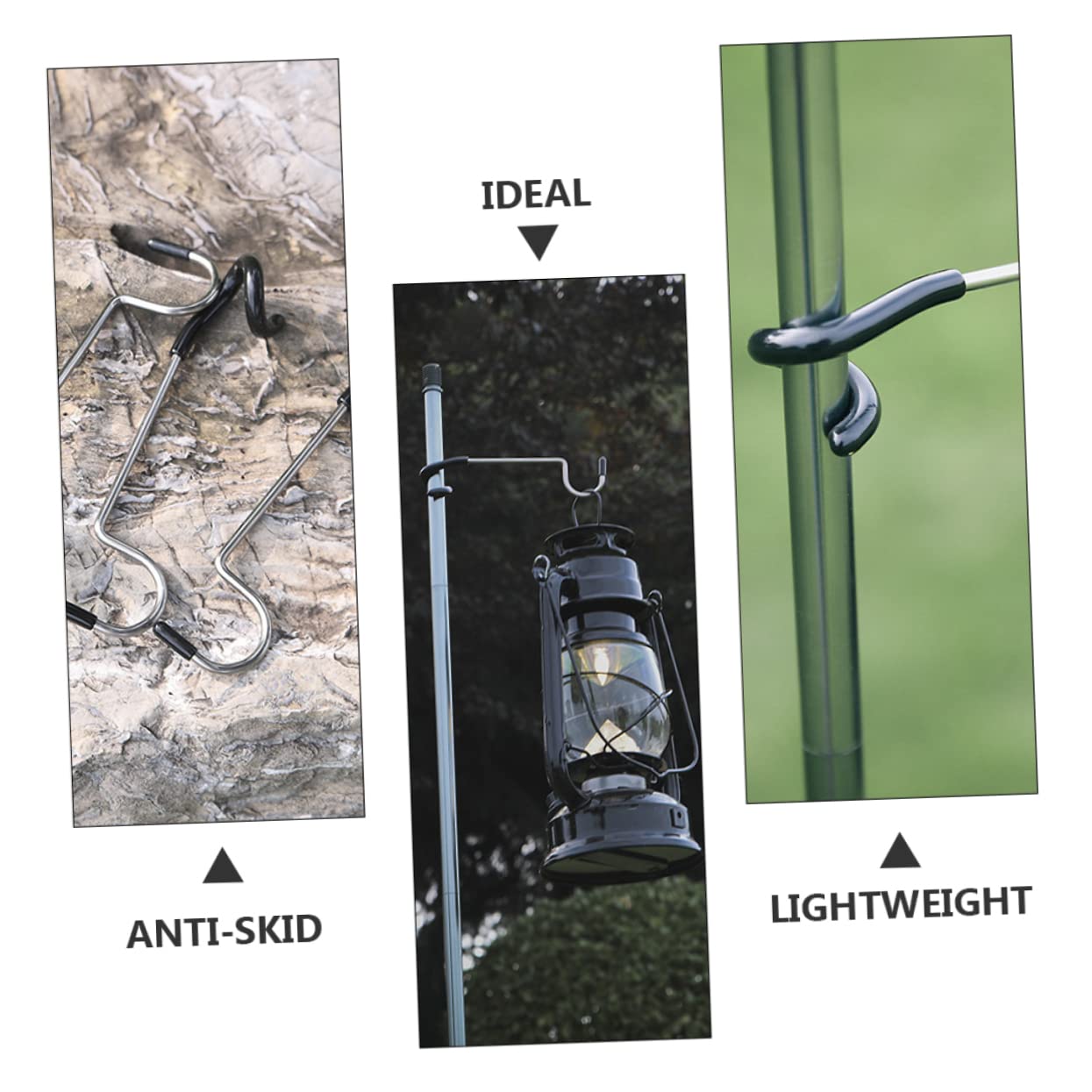 BESTonZON 4Pcs Camping Light Hooks Versatile Outdoor Utility Hangers for Tent Lamps Lanterns and More Lightweight Non Slip Design for Hiking Fishing and Gatherings