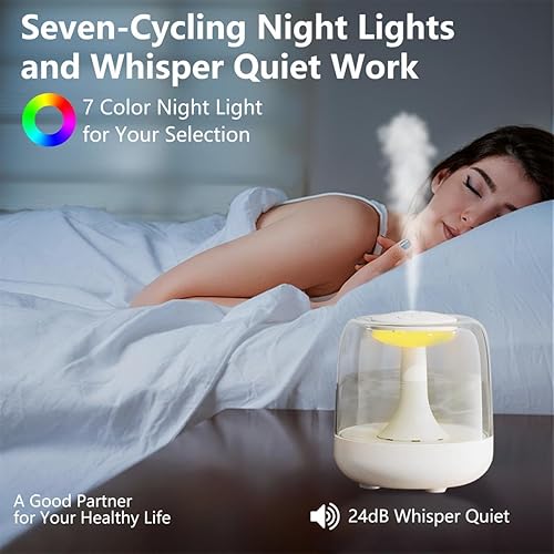 Miniatura 3 de Mini humidificador de niebla fría para el dormitorio del hogar, difusor de aceite esencial de relleno superior de 22.0 fl oz con 7 ajustes de luz