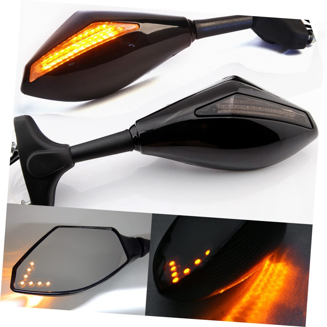 Rétroviseur de Guidon pour Moto, Paire Noire en Aluminium et Plastique