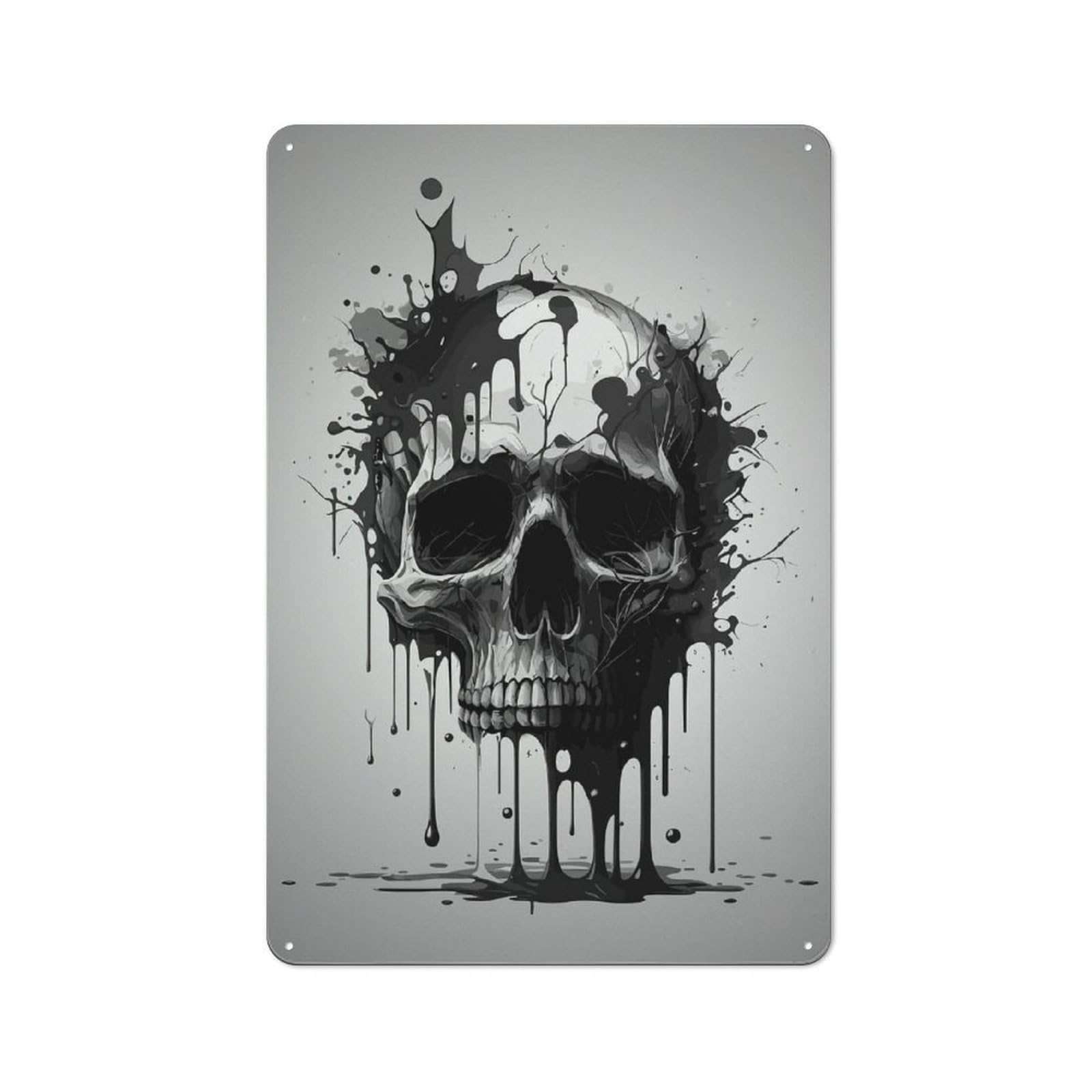 Ink Skull Retro Tin Sign 30x20cm for Guest Room Or Hallway, for Kitchen, Dining Room And Home Bar Wall Decor