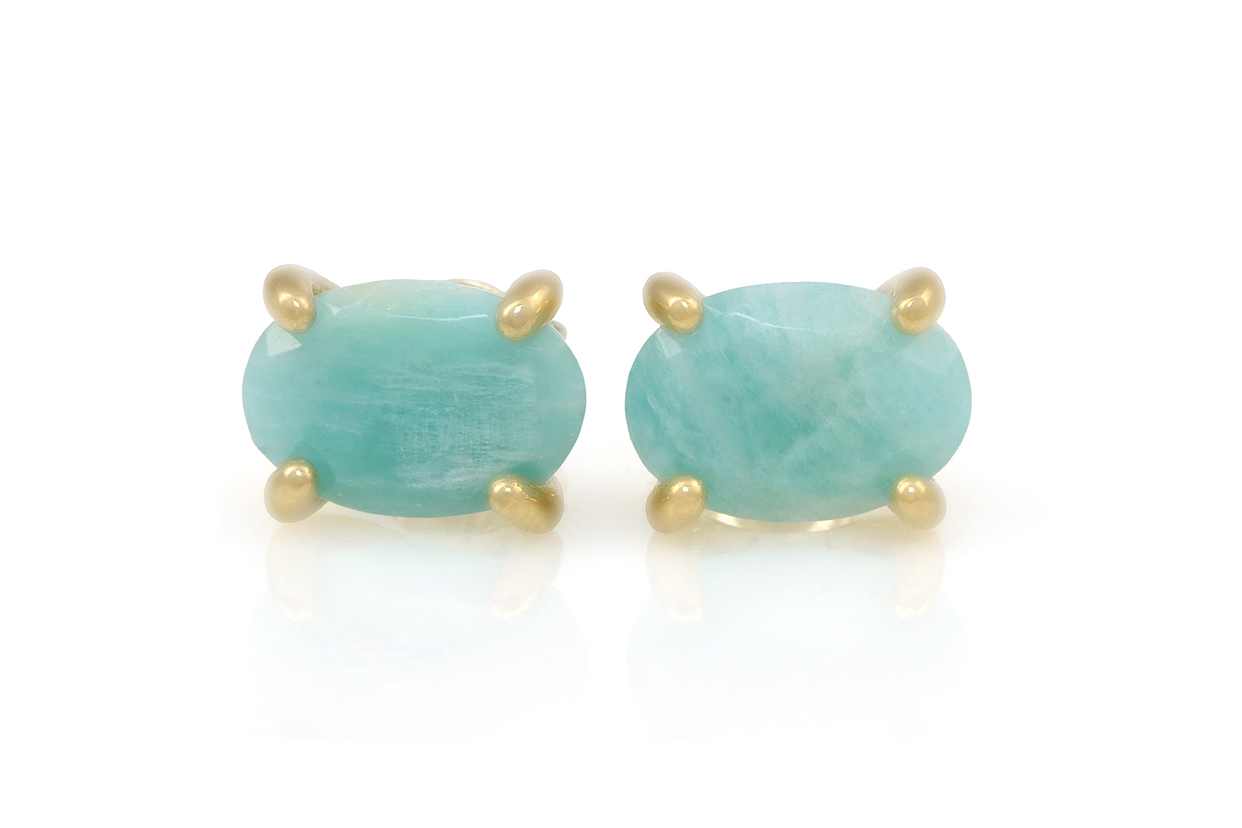 Delicati Orecchini Ovali di Amazzonite - Orecchini Oro da Donna - Orecchini Personalizzati di Stile Chic, Orecchini di Pietre Gemme, Orecchini per Tutti i Giorni, Orecchini Bohemien - Fatti a Mano