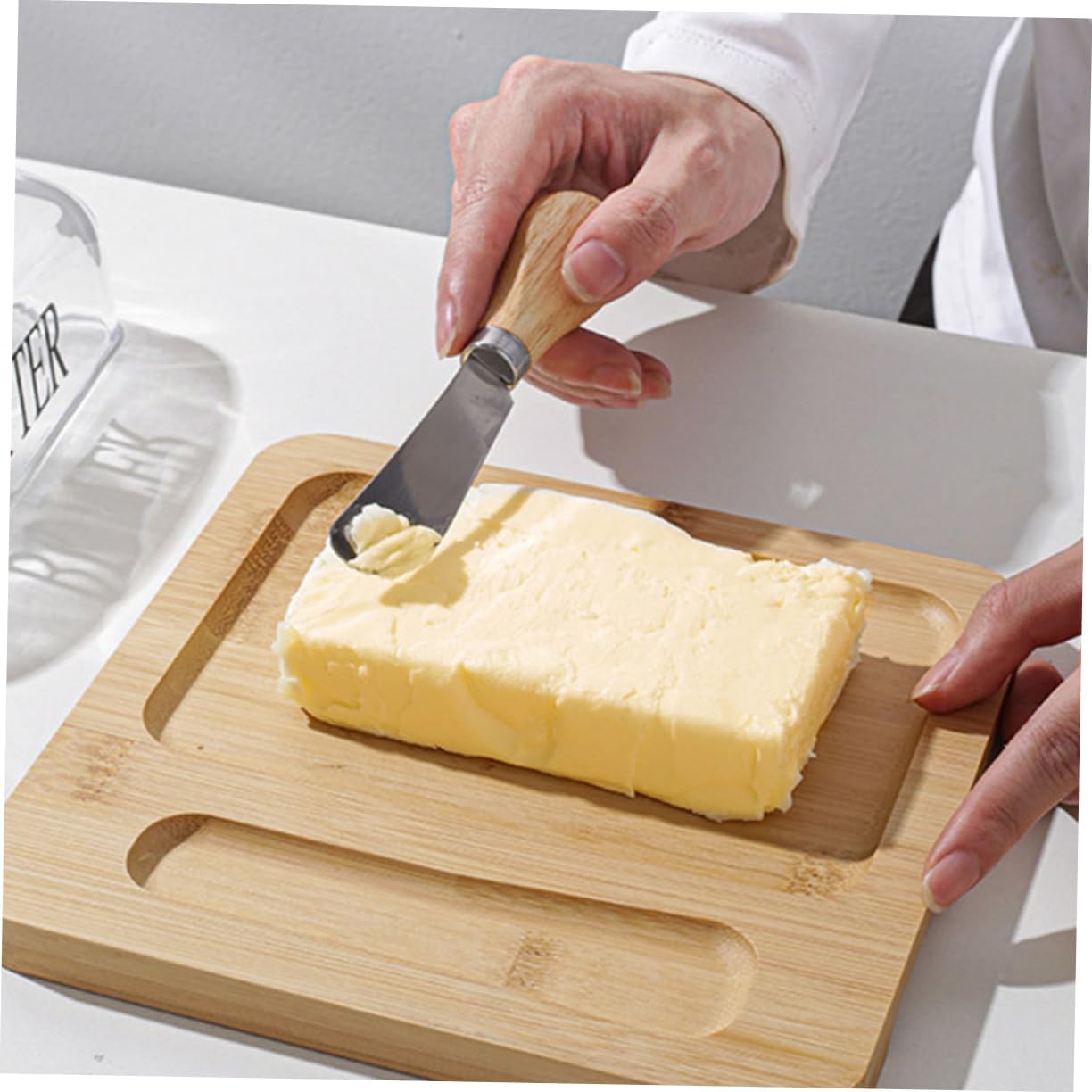KICHOUSE 1set Butter Dish with Dome Lid Cheese Holder and Cutter for Fresh Storage Glass Cover for Butter Cheese and Desserts Nordic Style Serving Container