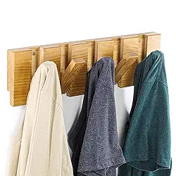 Cabideiro de Parede em Madeira Gancho Retratil Organizador Multiuso