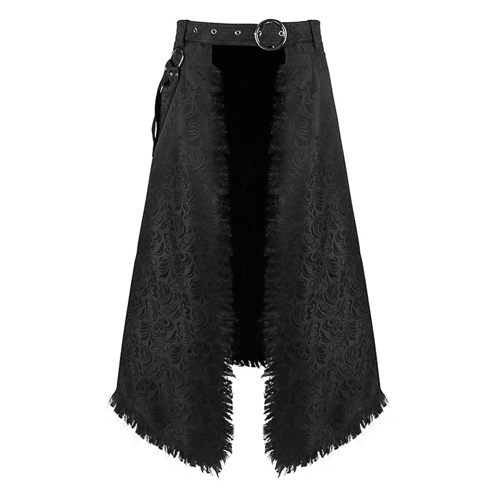 Jupe plissée pour homme gothique Steampunk médiéval traditionnel écossais en cuir Kilt Guerrier écossais avec poche pour Halloween