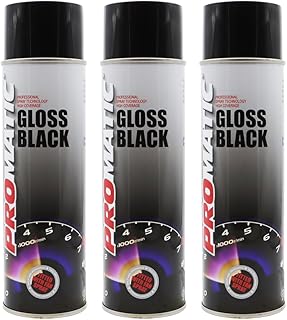 PROTOUCH 3x Promatic Gloss Black Spray Paint, 500ml, Fast Drying, Weatherproof, UV/Scratch/Impact Resistant