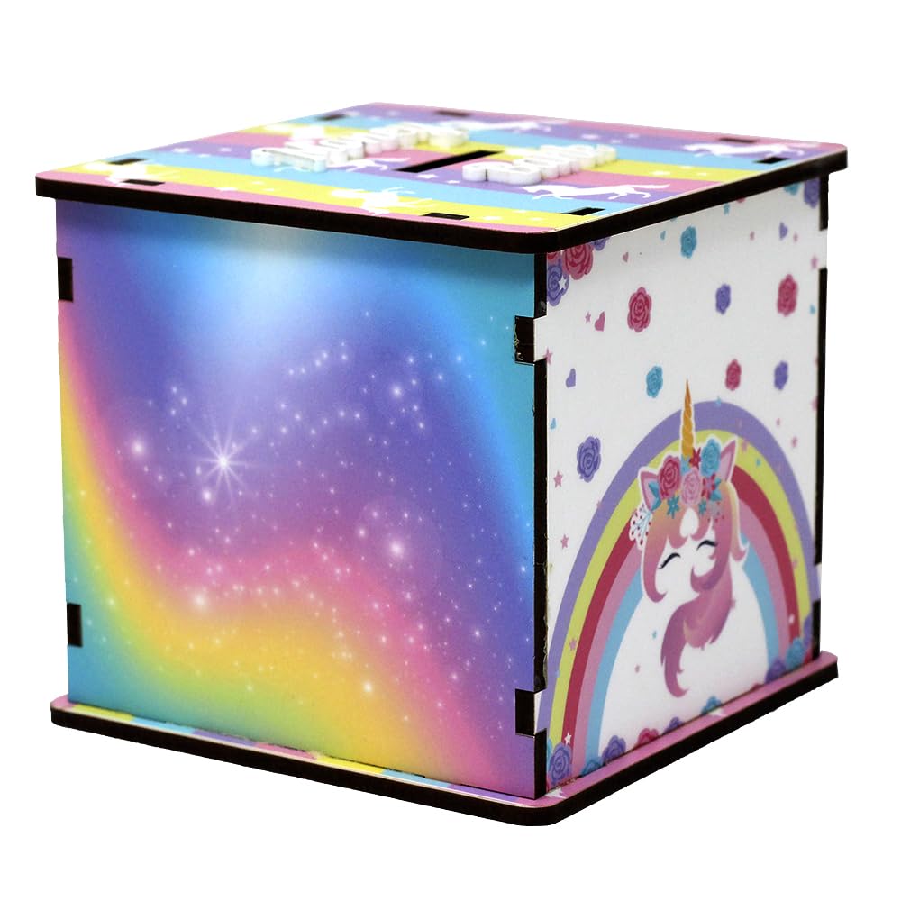 The Rosette Imprint MDF Piggy Bank Cube for Kids, Children - Unicorn (B0CF93YJZS) Amazon Price History, Amazon Price Tracker