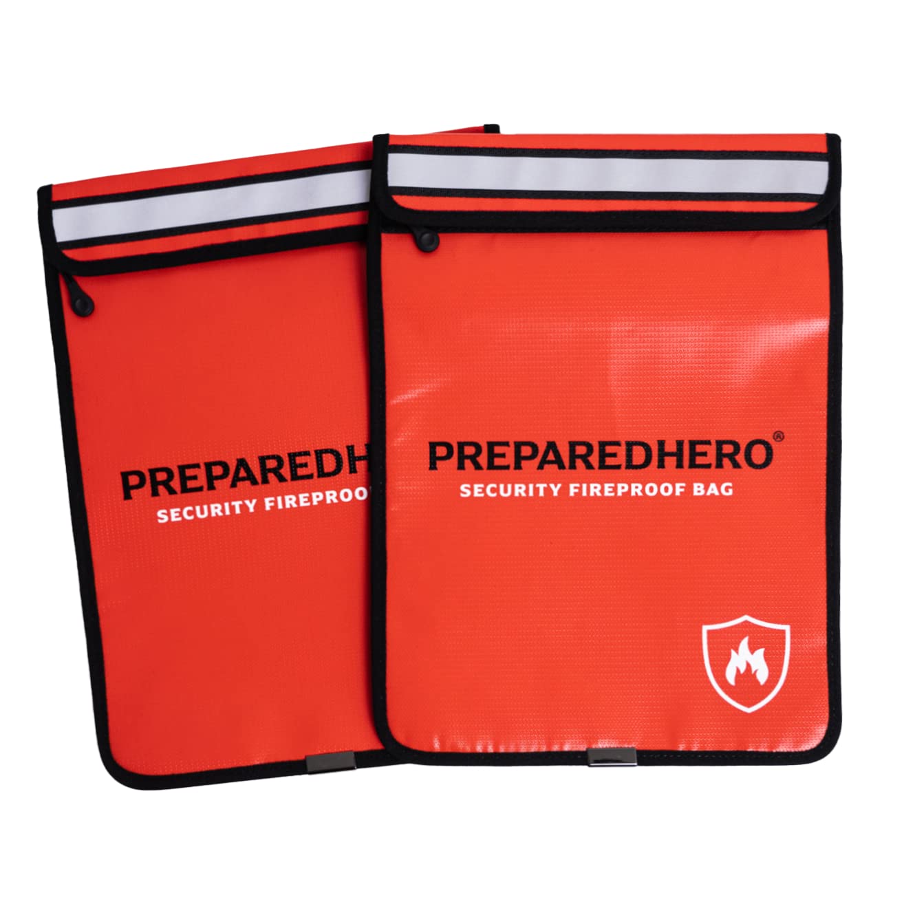 Prepared Hero Fireproof Bag - 2 Pack. Fire Resistant Large 11" by 15" Document Bag to Safely Store Valuables. 2000F Heat Resistance