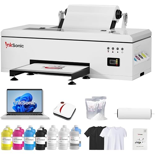 InkSonic R1390 DTF Printer Machine, A3 T-Shirt Printing Machine with Laptop, 13" Format DTF Printer Bundles, Direct to Film Heat Transfer, White Ink Circulation, T-Shirt Maker for Clothes Design, C13