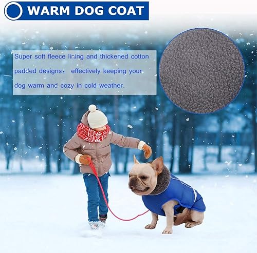 Miniatura 4 de Abrigo de perro cálido reflectante chaqueta de invierno, impermeable a prueba de viento para perros fríos, forro polar grueso para mascotas, chaleco