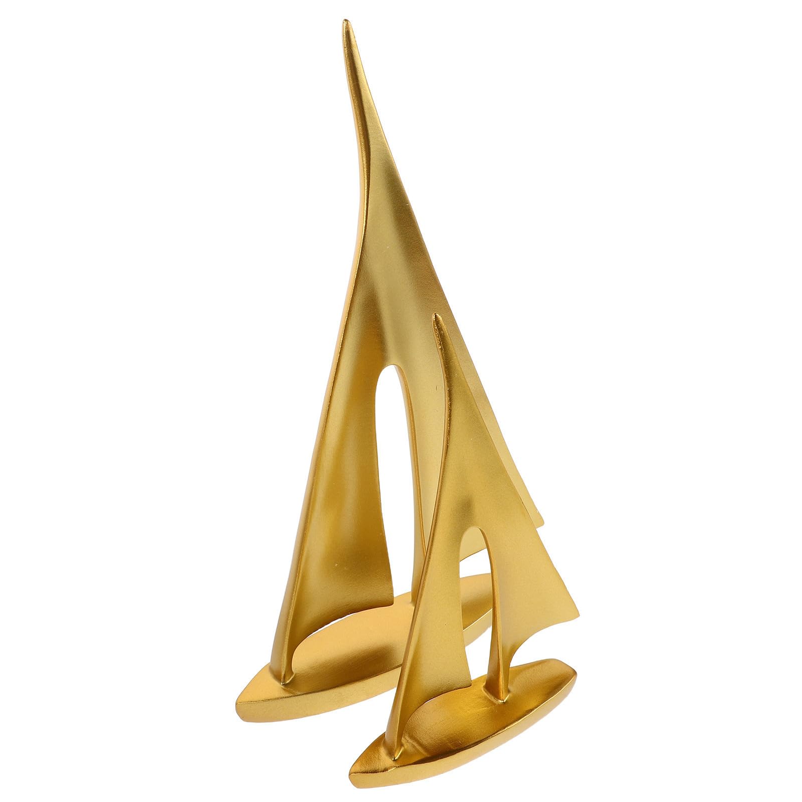 Escultura de Barco de Vela Dorado en Resina 2piezas, Decoración Moderna Náutica para Sala de Estar y Mueble, Diseño Elegante y Duradero