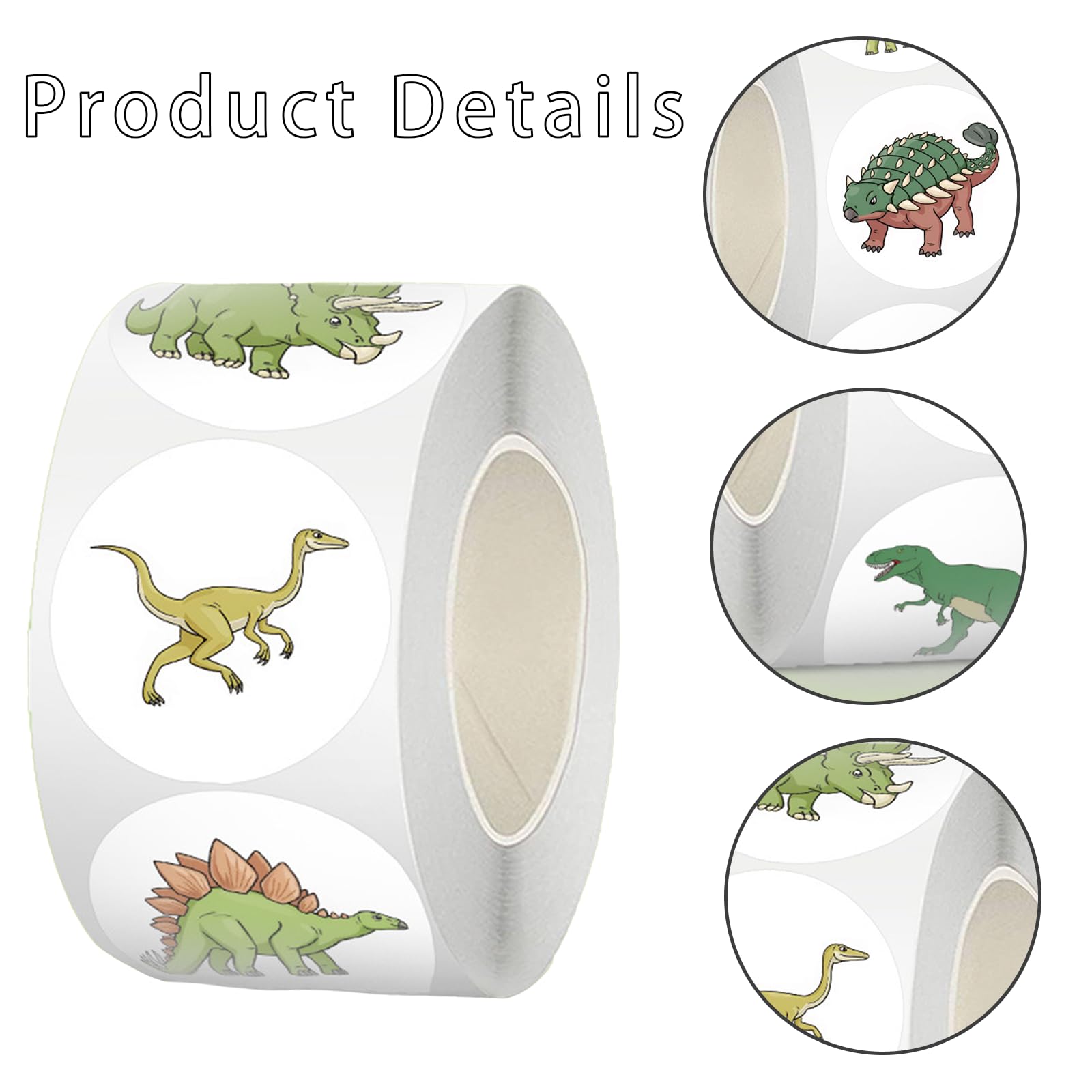 500PCS Round Dinosaur Stickers 2.5cm Kids Reward Stickers 8 Patterns Kids Sticker Rolls for Party Favors Classroom Rewards Reward Charts DIY Craft Projects Suitable for Home School - Image 4