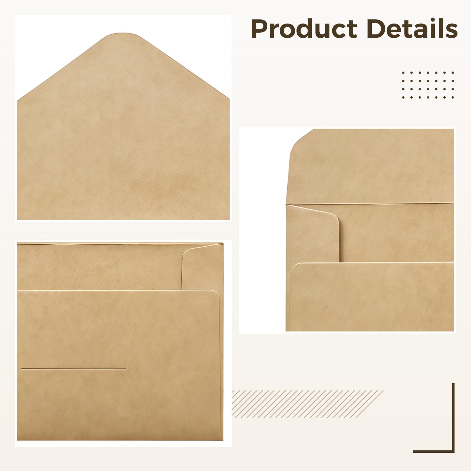 600 sobres, mini sobres de papel kraft, 10,4 x 7,1 cm, 10,5 x 7 cm, diseño rectangular liso, solapa de fácil sellado, para impresión personalizada