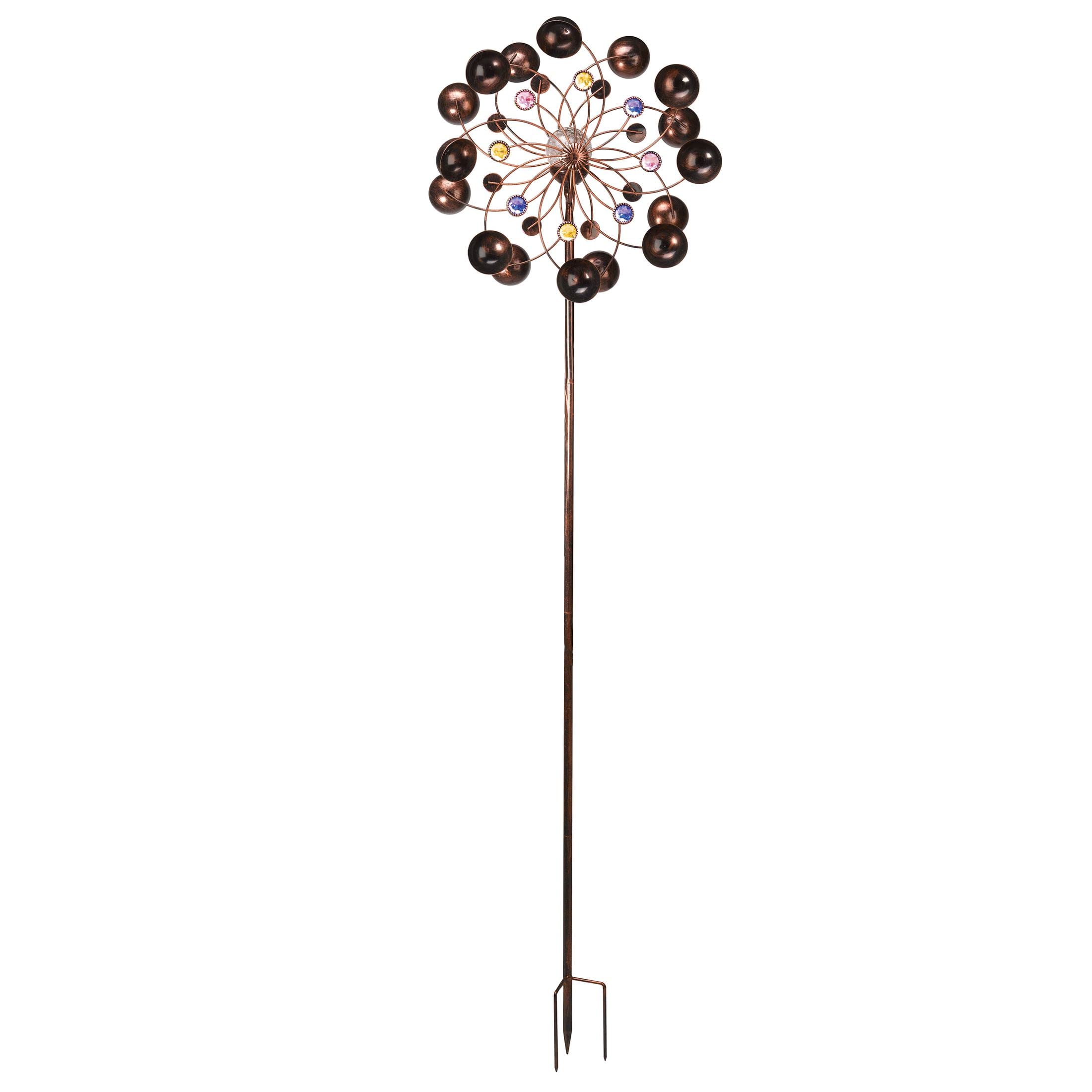 Venti Metal Wind Spinner LED Colour Changing Light Solar Powered Glass Globe