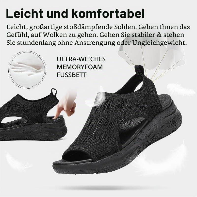 Ziitop Damen Sommer Sandalen - Bequeme Orthopädische Slingback Slides Mit Weichem Fußbett - Waschbare Outdoor Wassersandalen - Casual Strick Plateau Sandalen