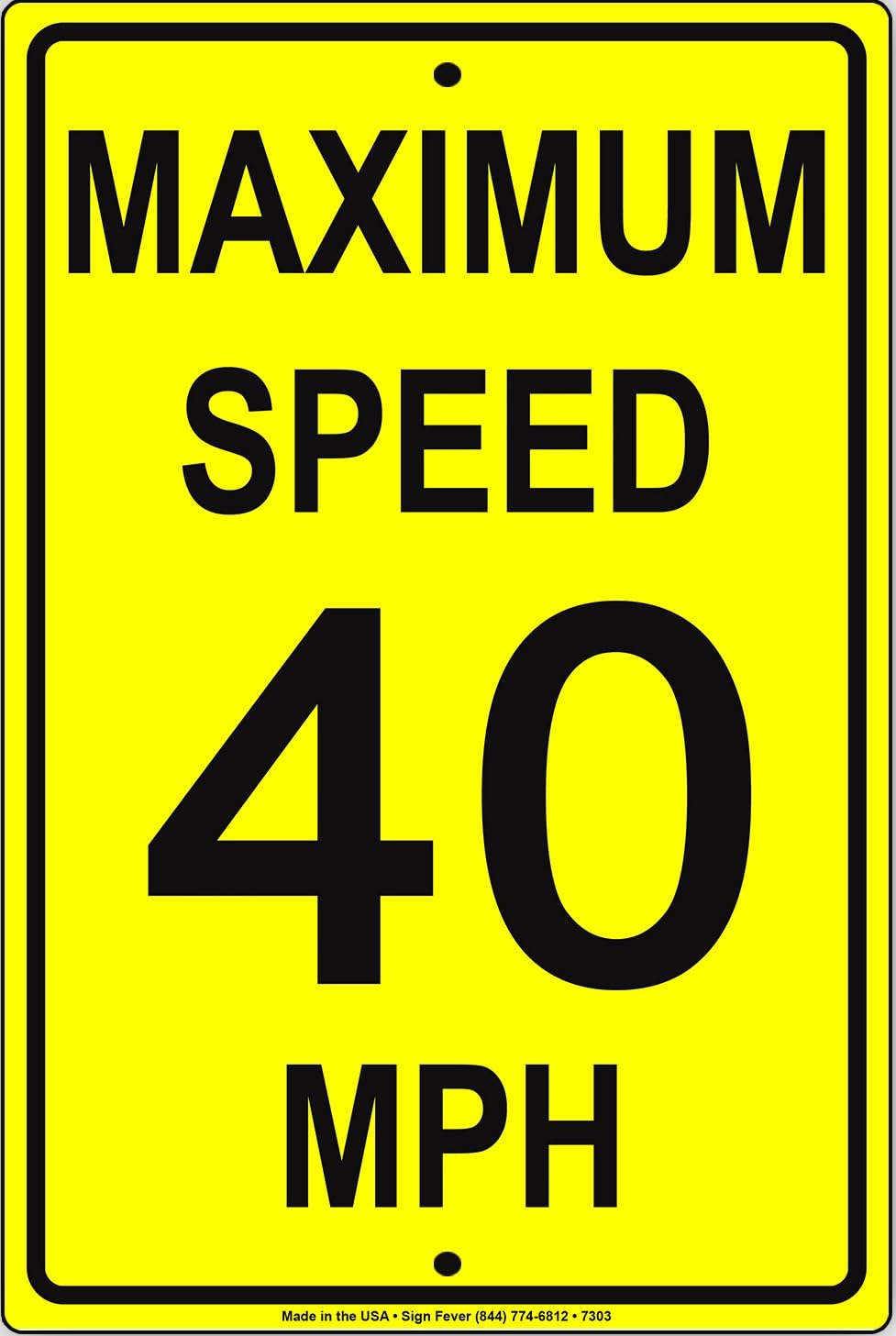 Maximum Speed 40 Mph Wall Art Decor Novelty Notice Metal Sign