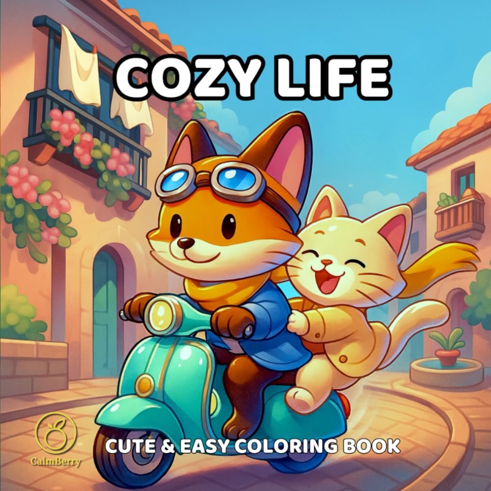 Cozy Life: A Cute and Easy Coloring Book Featuring Adorable Animal Characters Enjoying Peaceful, Simple Everyday Moments