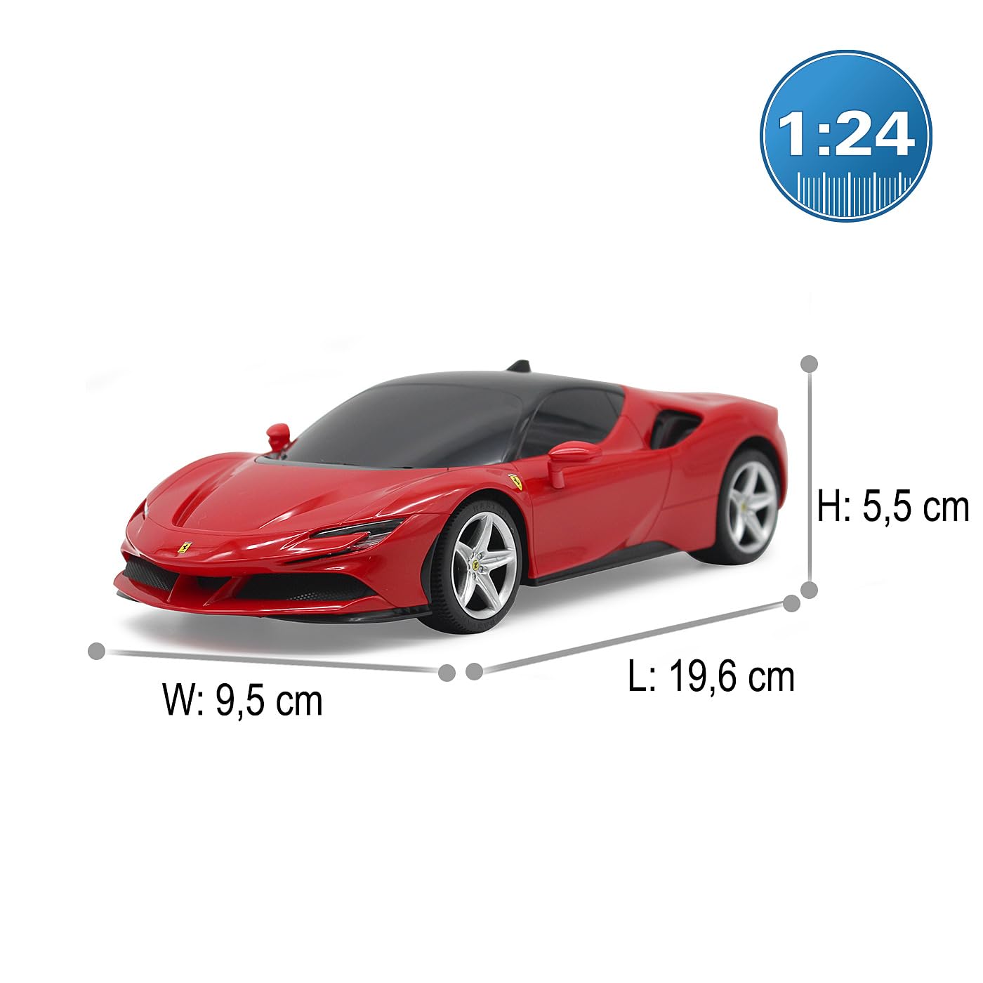 JAMARA 403124 - Ferrari SF90 Stradale 1:24 Rosso 2,4GHz - velocità 7 Km/h