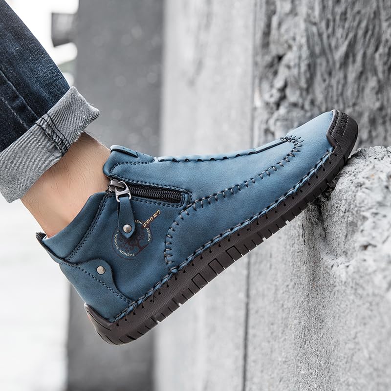 men's casual outdoor short boots - hand sewn classic boots with fashionable side zipper decoration, perfect for outdoor enthusiasts and activities3